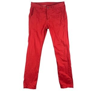 7 For All Mankind Pants Mens 33 Red Slim Straight Leg Casual Chino Cotton